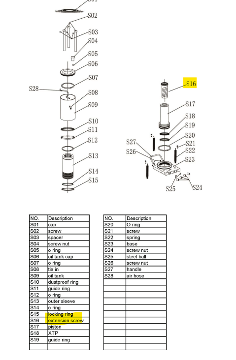 VIS A EXTENSION POUR CRIC À AIR/HYDRALIQUE ESCO 10390