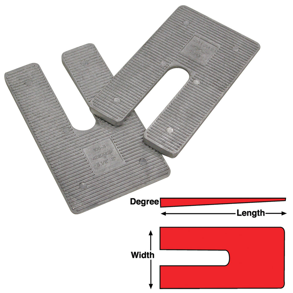 CALES D'ALIGNEMENT EN ALUMINIUM 2.5" X 5" X 0.5 ° - 6/BOITE
