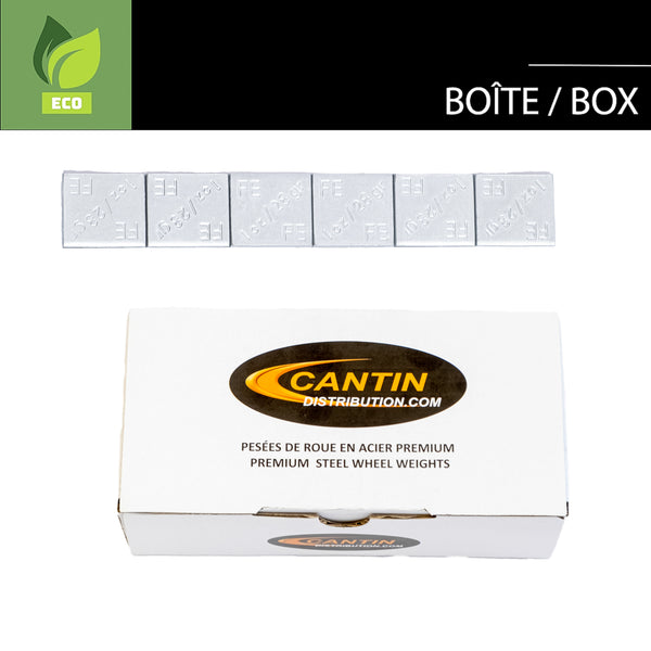 CANTIN LOW PROFILE ADHESIVE WHEEL WEIGHT BOX 1 OZ X 144 PCS W/ BLACK ADHESIVE AND 2MM PULL TAG
