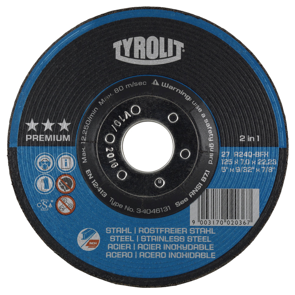 GRINDING WHEEL, 4-1/2" X 9/32", 7/8" ARBOR, TYPE 27