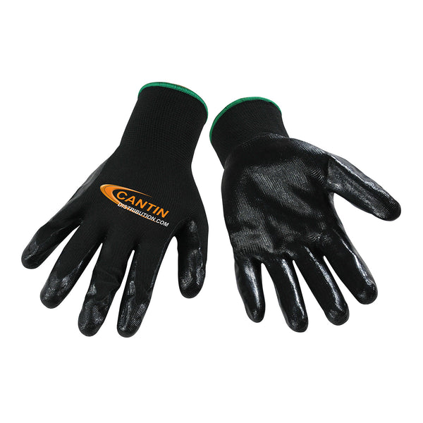 CANTIN GLOVES WITH BLACK POLYESTER LINING AND NITRILE-MEDIUM PALM (PAIR)