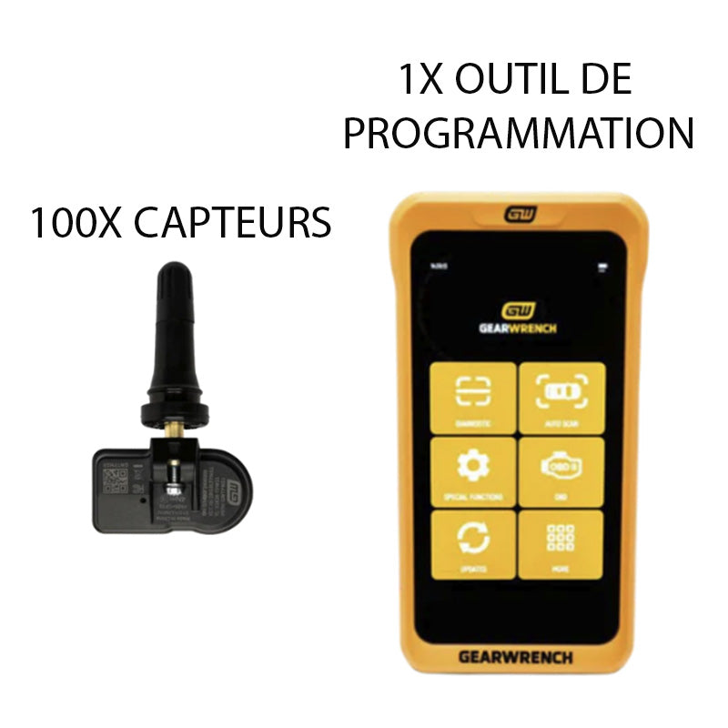 ENSEMBLE SOLUTION COMPLÈTE TPMS & DIAGNOSTIC GEARWRENCH (100 CAPTEURS + OUTIL DIAGNOSTIC)