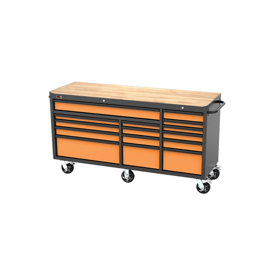 COFFRE À OUTILS 15 TIROIRS DE 72" - ORANGE ET NOIR