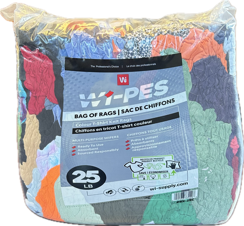 RECYCLED COTTON RAGS - 25 LBS/BAG