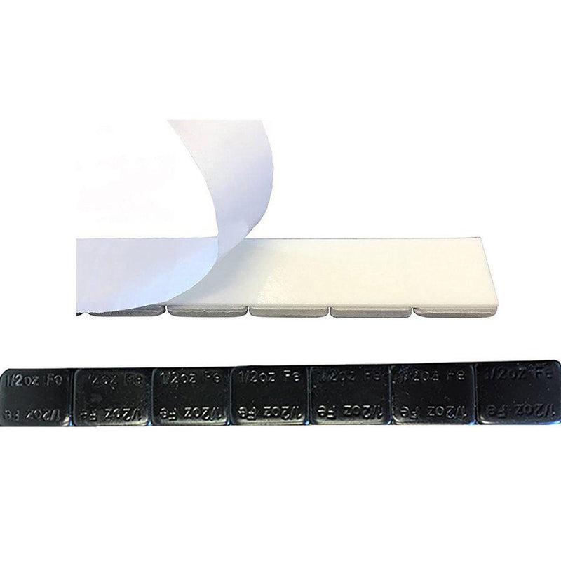 LOW PROFILE BLACK ADHESIVE WHEEL WEIGHT ROLL 1/2 OZ X 360 PCS W/ STANDARD WHITE TAPE AND WHITE PAPER