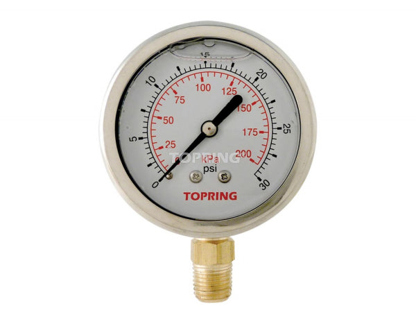 Liquid gauge 2-1/2" – 1/4 npt lm 0-30 stainless steel/brass