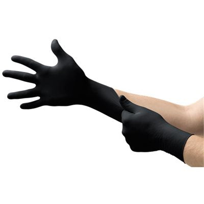 GANTS EN NITRILE NOIR RÉSISTANT 5MIL LARGE (100/BOITE)