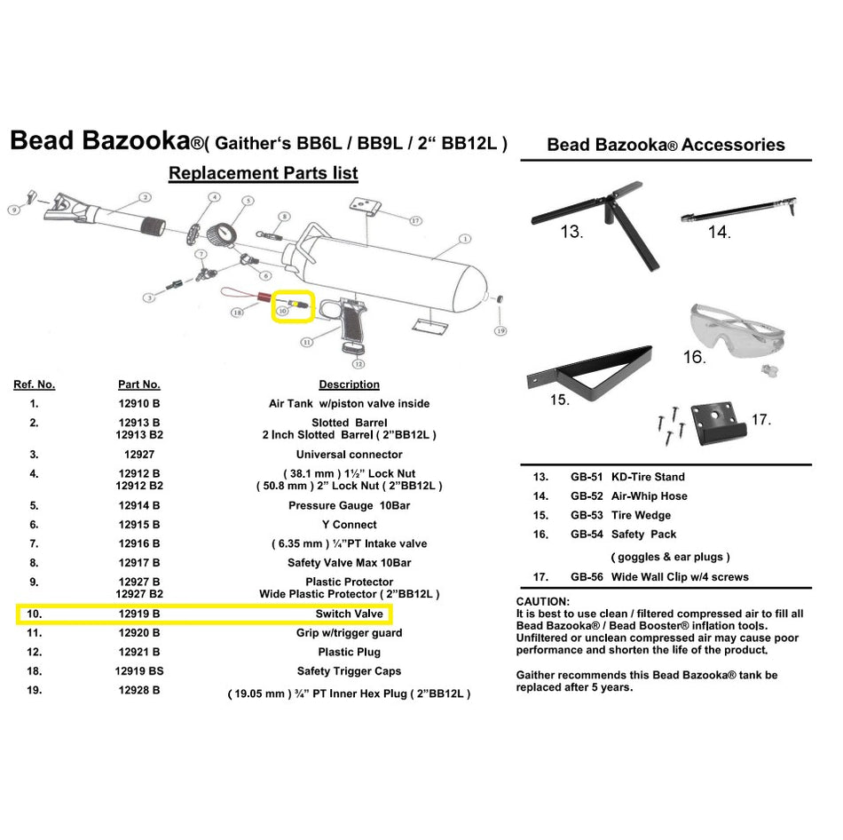 TRIGGER FOR BEAD BAZOOKA - BB6L, BB9L, BB12L