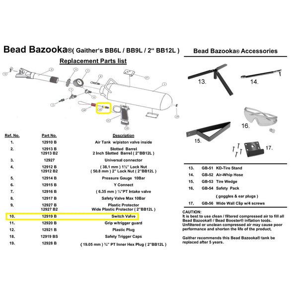 Trigger for Bead Bazooka BB6L, BB9L and BB12L