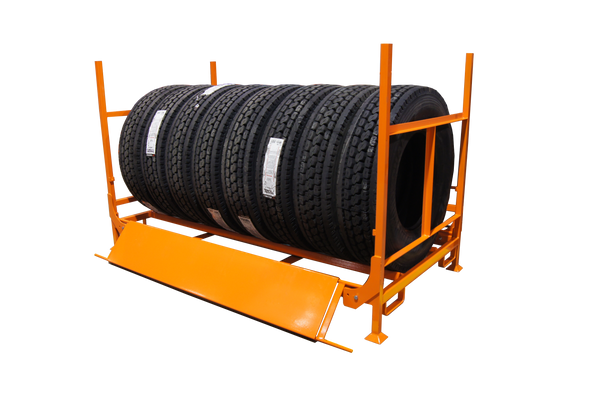 FOLDABLE & STACKABLE TRUCK TIRE RACK, W RAMPS