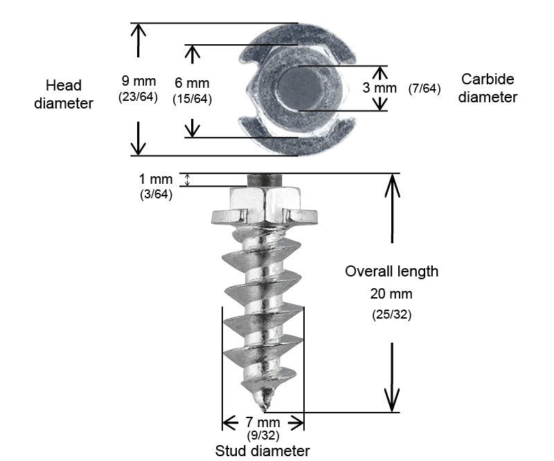 SHOULDERED STUDS 18MM - 200/BOX