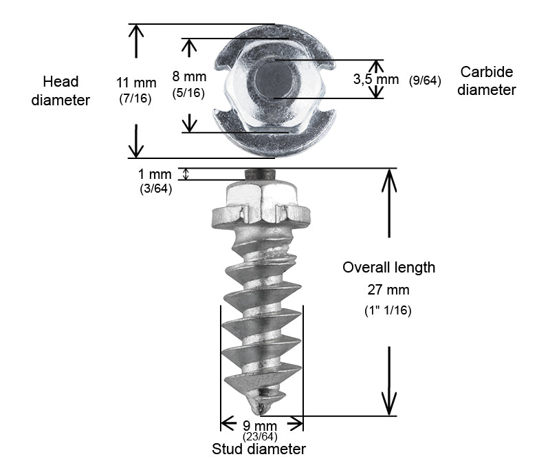 SHOULDERED STUDS 25MM - 200/BOX