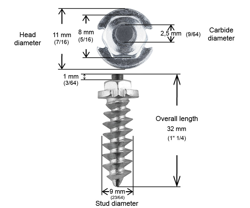 SHOULDERED STUDS 30MM - 1,000/BOX