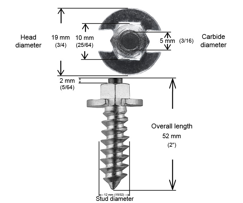 SHOULDERED STUDS 50MM - 1,000/BOX