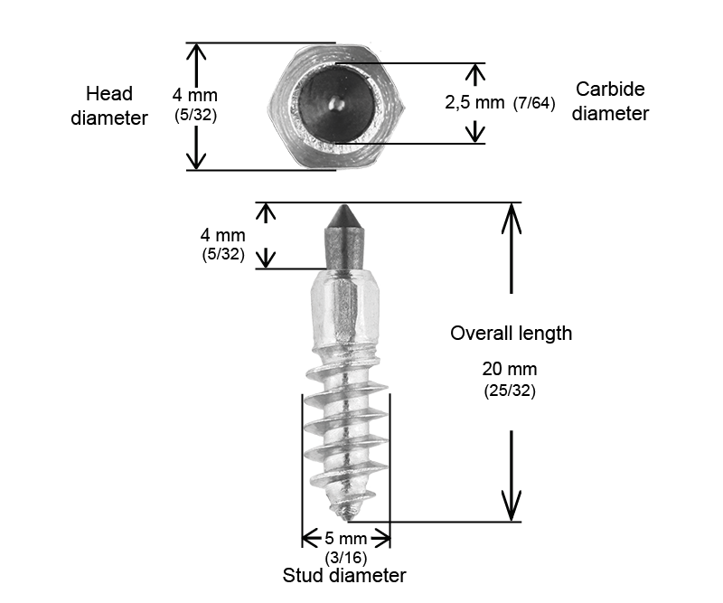 IGRIP SCREW STUDS 20MM R - 1000/BOX