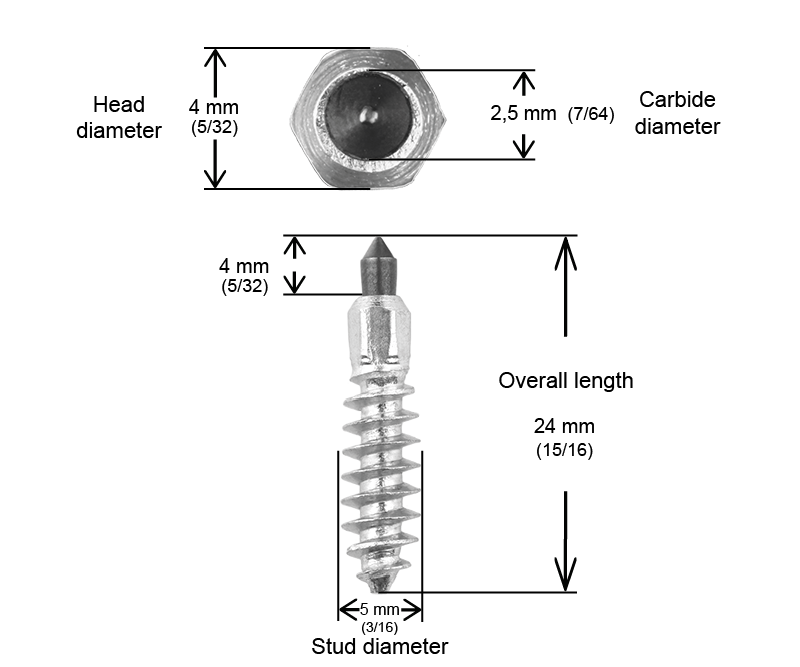 IGRIP SCREW STUDS 24MM R - 1000/BOX